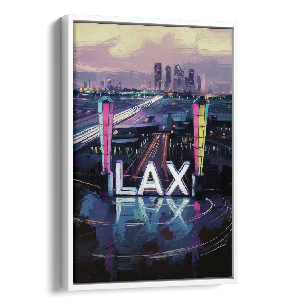 Los Angeles Airport Aerial View Side - White Canvas Wall Art