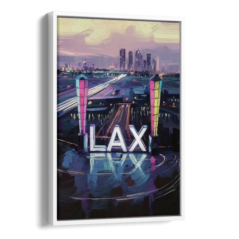 Los Angeles Airport Aerial View Side - White Canvas Wall Art