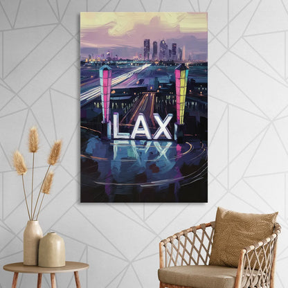 Los Angeles Airport Aerial View Sitting Room - Canvas Wall Art
