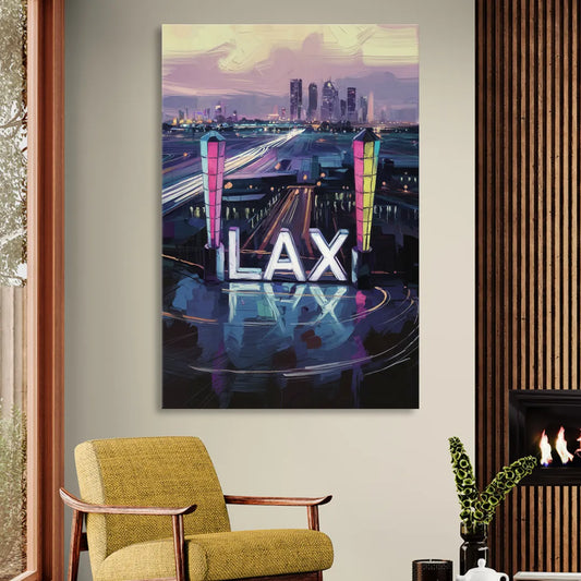 Los Angeles Airport Aerial View Living Room - Canvas Wall Art