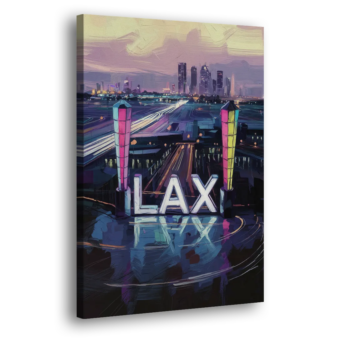 Los Angeles Airport Aerial View Side - Canvas Wall Art