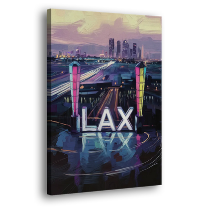 Los Angeles Airport Aerial View Side - Canvas Wall Art