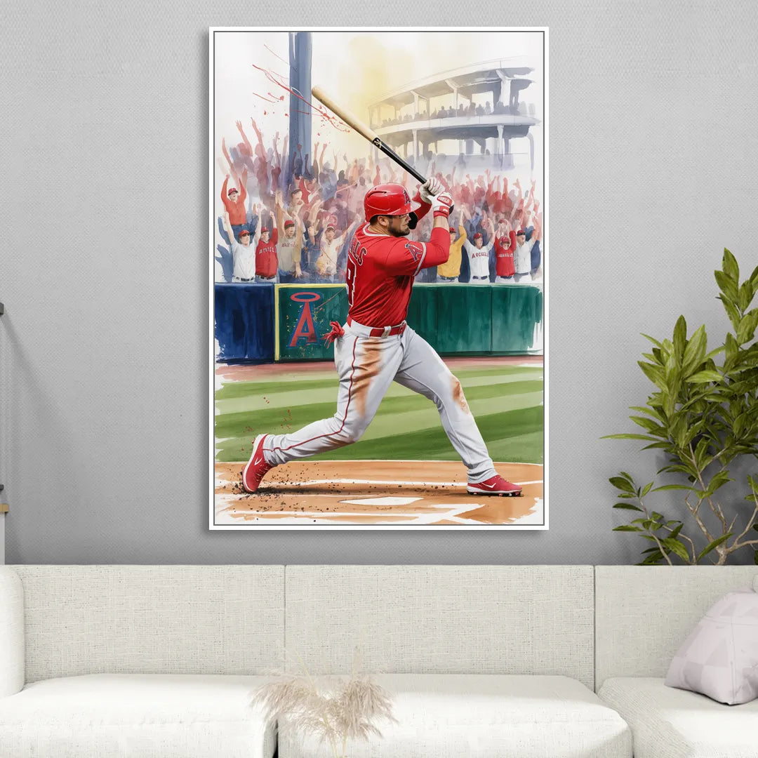 Los Angeles Angels Championship Game Living Room - White Canvas Wall Art