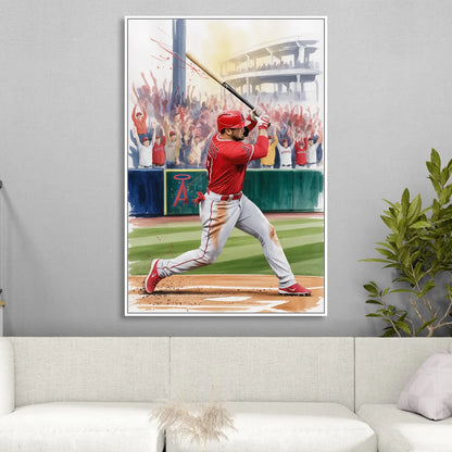 Los Angeles Angels Championship Game Living Room - White Canvas Wall Art