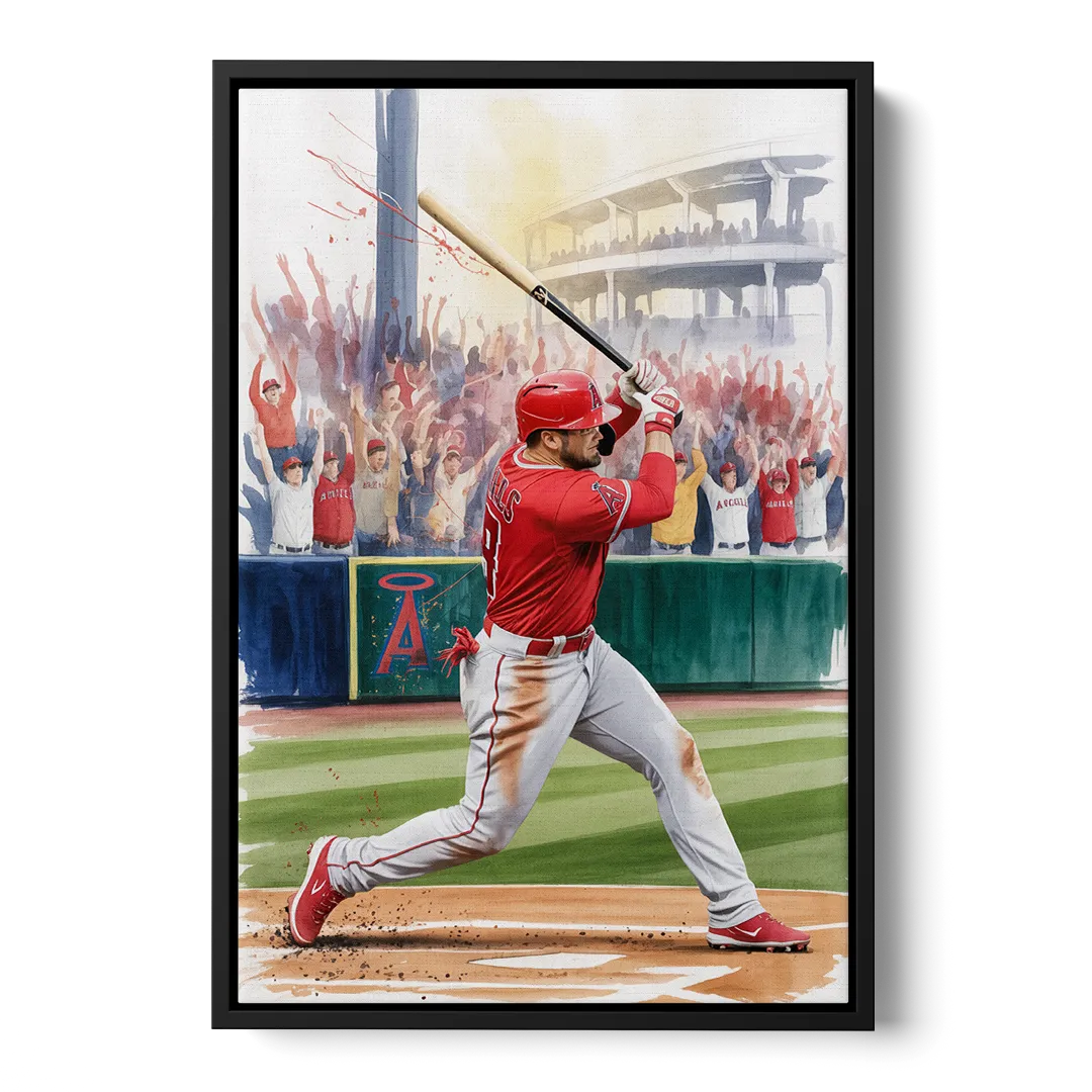 Los Angeles Angels Championship Game Front - Black Canvas Wall Art
