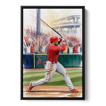 Los Angeles Angels Championship Game Front - Black Canvas Wall Art