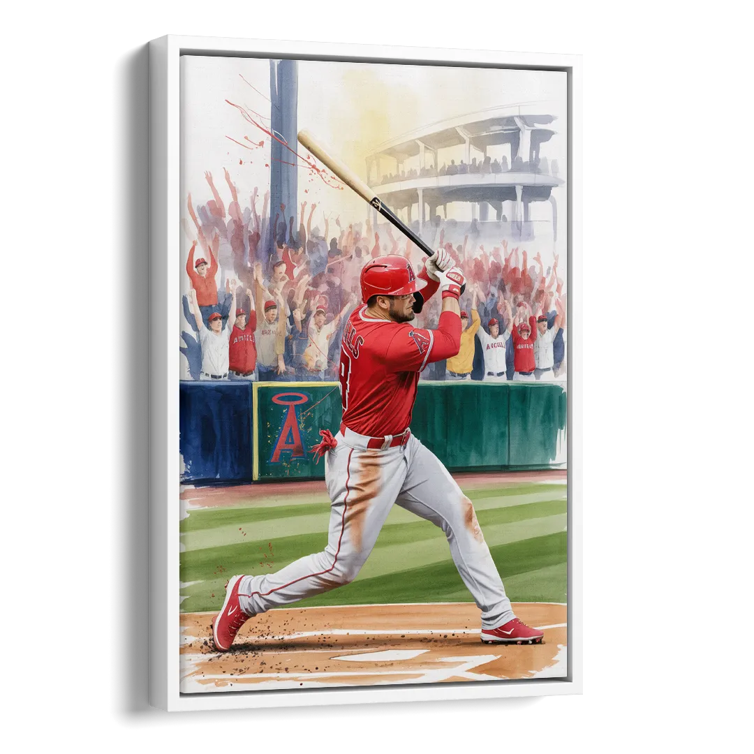 Los Angeles Angels Championship Game Side - White Canvas Wall Art