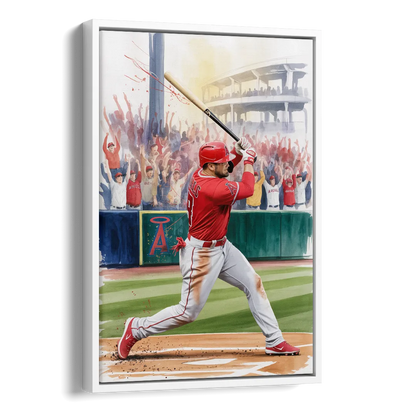 Los Angeles Angels Championship Game Side - White Canvas Wall Art