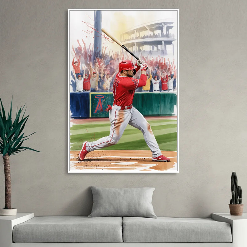 Los Angeles Angels Championship Game Sitting Room - White Canvas Wall Art