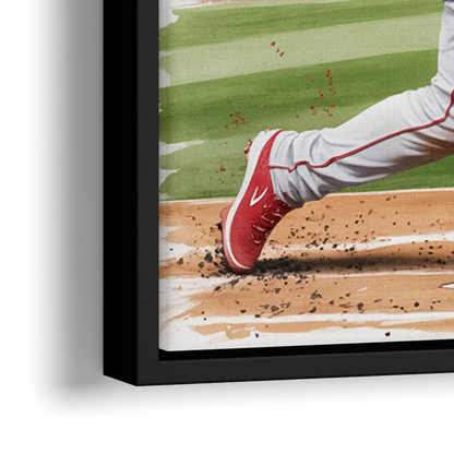 Los Angeles Angels Championship Game - Close-Up Black Frame Canvas