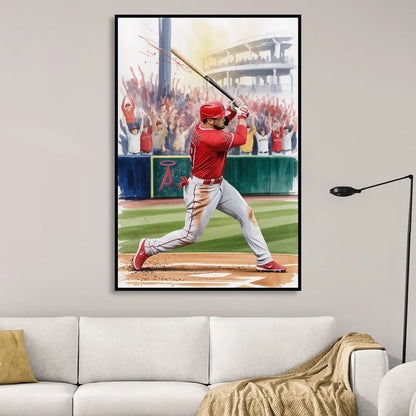 Los Angeles Angels Championship Game Sitting Room - Black Canvas Wall Art