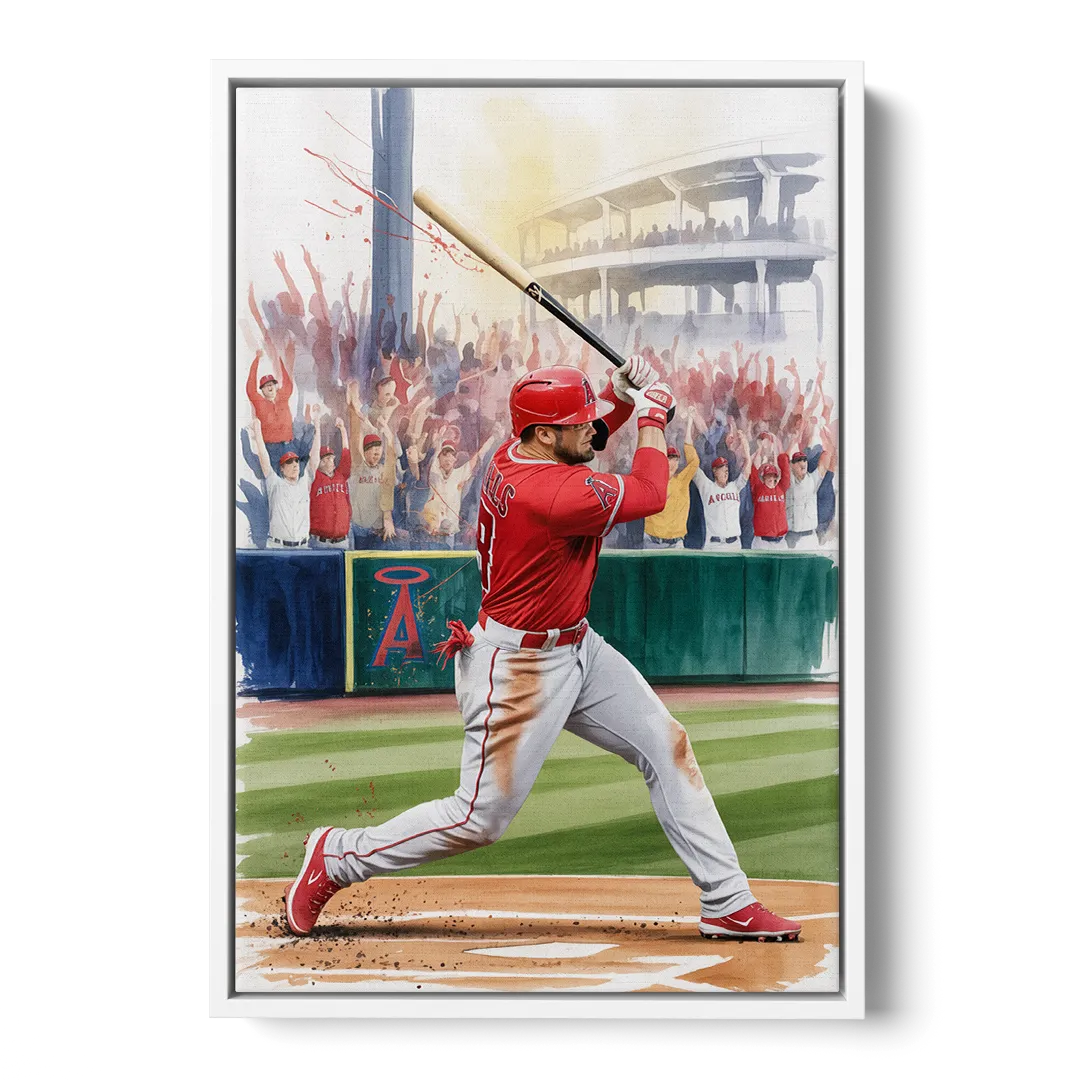 Los Angeles Angels Championship Game - White Frame Canvas