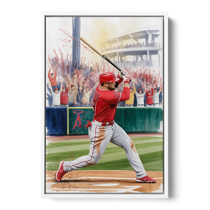 Los Angeles Angels Championship Game - White Frame Canvas