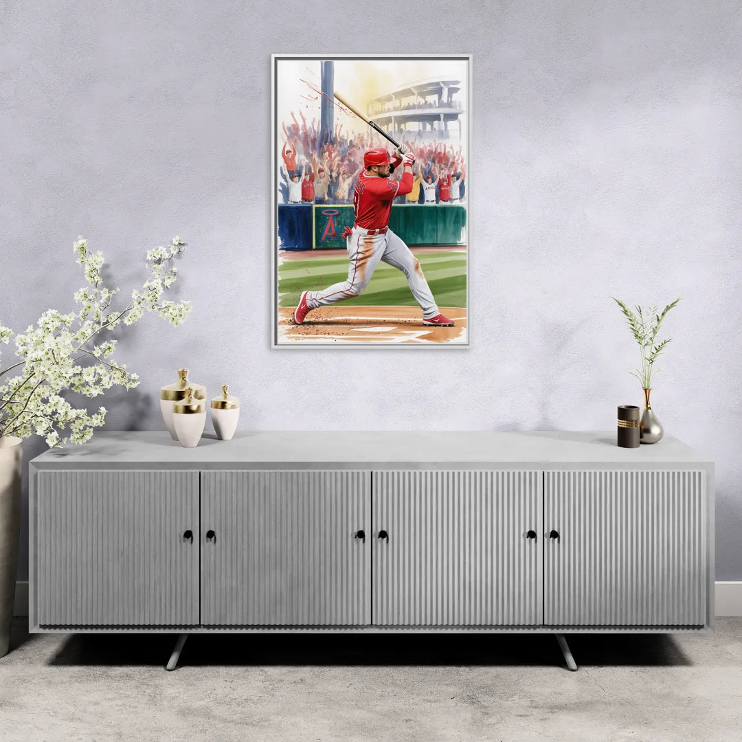 Los Angeles Angels Championship Game - Living Room White Frame Canvas