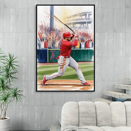 Los Angeles Angels Championship Game Living Room - Black Canvas Wall Art