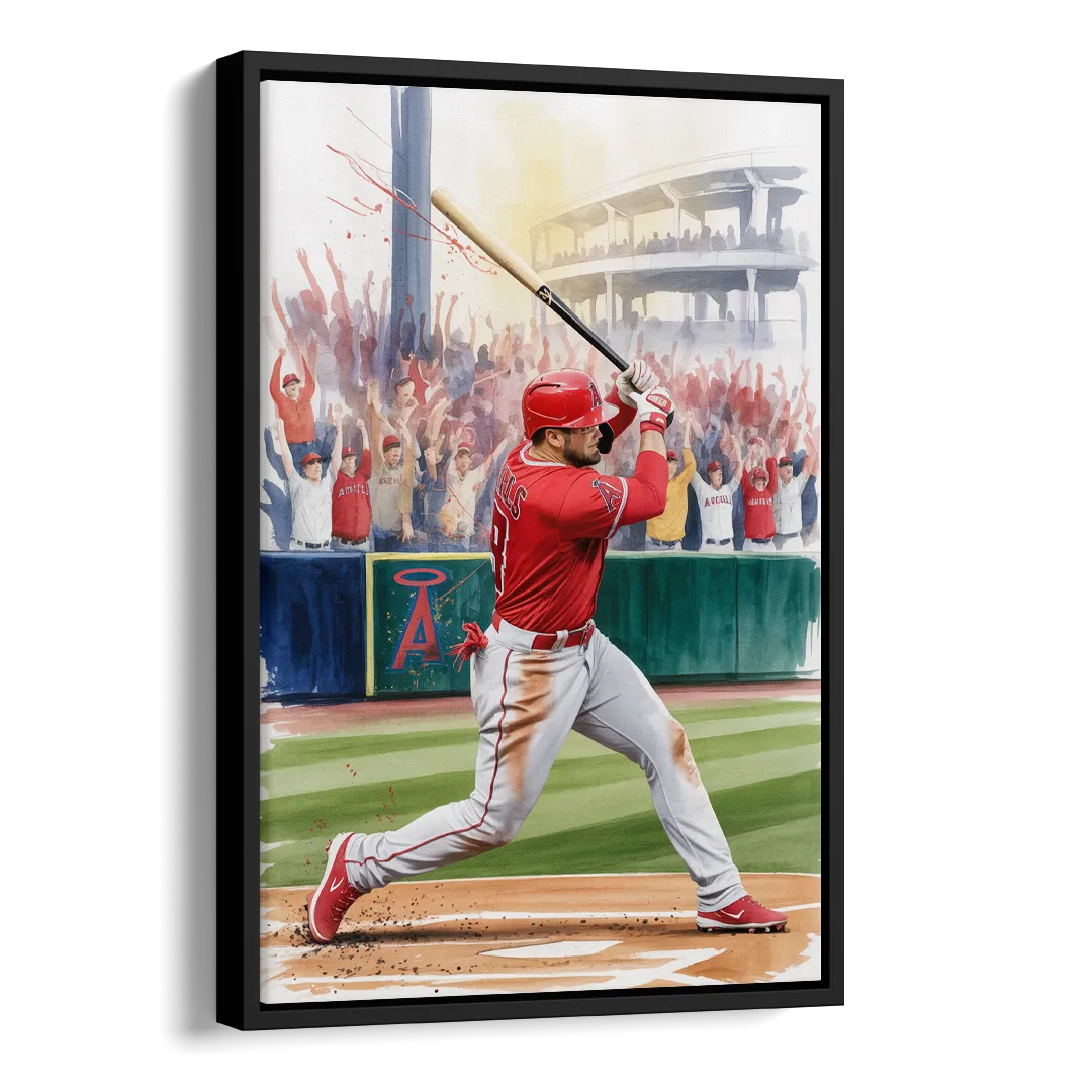 Los Angeles Angels Championship Game Side - Black Canvas Wall Art