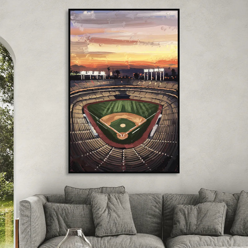 Los Angeles Angels Stadium Living Room - Black Canvas Wall Art