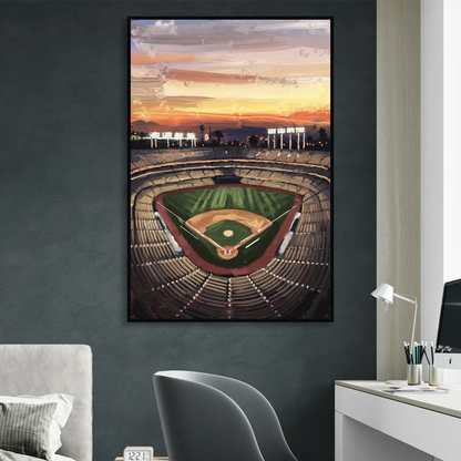 Los Angeles Angels Stadium Sitting Room - Black Canvas Wall Art
