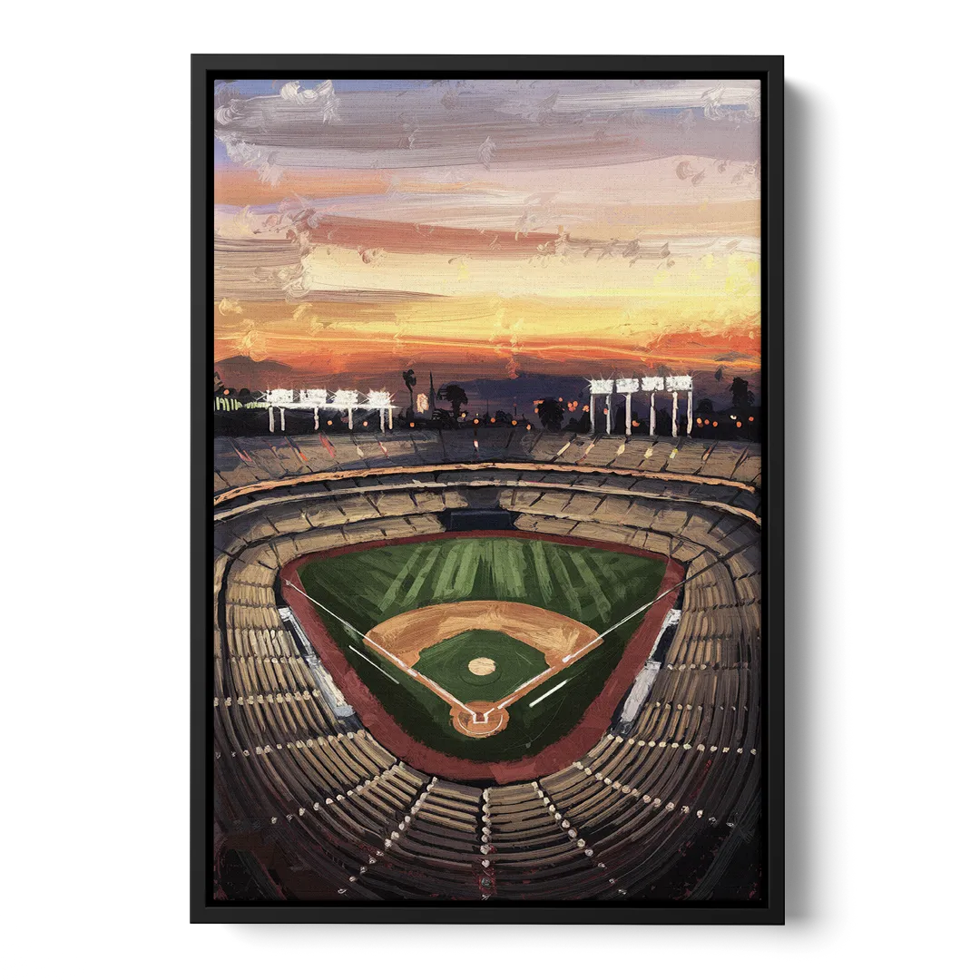 Los Angeles Angels Stadium Front - Black Canvas Wall Art