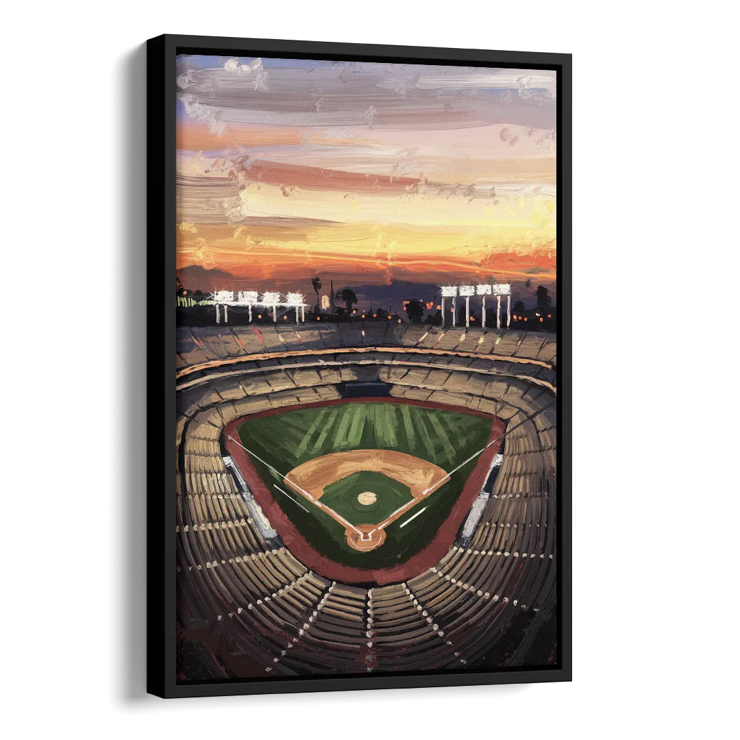 Los Angeles Angels Stadium Side - Black Canvas Wall Art