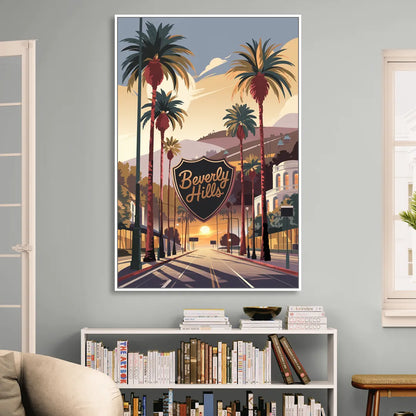 Los Angeles Beverly Hills Charm Living Room - White Canvas Wall Art