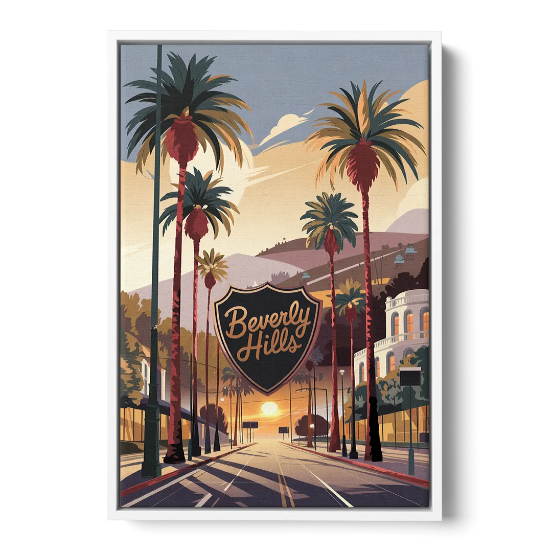 Los Angeles Beverly Hills Charm Front - White Canvas Wall Art