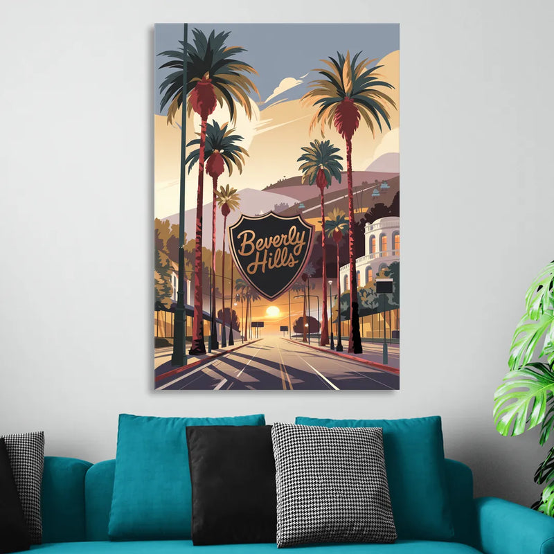 Los Angeles Beverly Hills Charm Living Room - Canvas Wall Art