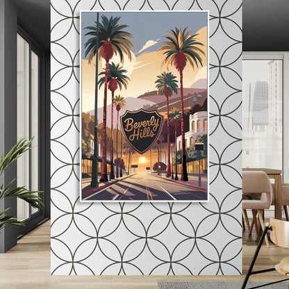 Los Angeles Beverly Hills Charm Sitting Room - White Canvas Wall Art