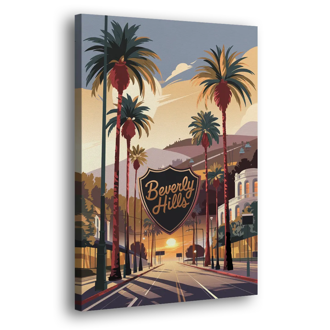 Los Angeles Beverly Hills Charm Side - Canvas Wall Art