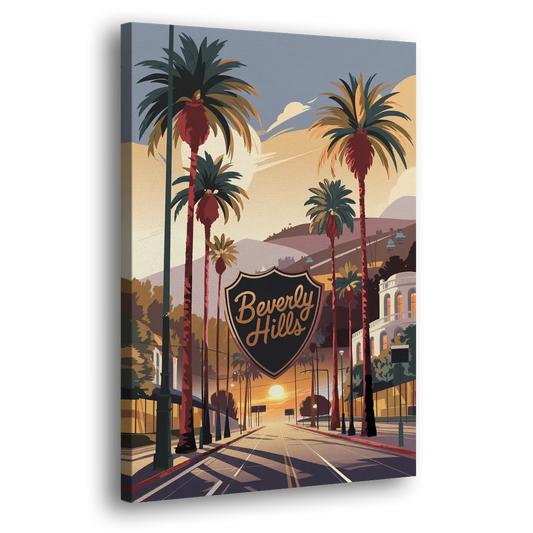 Los Angeles Beverly Hills Charm Side - Canvas Wall Art