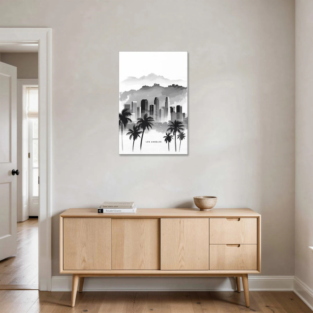 Los Angeles Black and White Cityscape - Canvas Wall Art - Coffee Table - 24x36