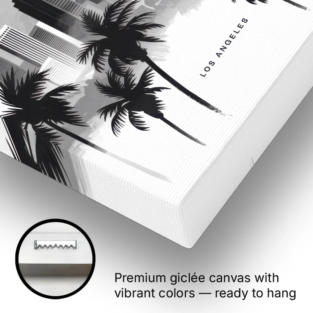 Los Angeles Black and White Cityscape - Canvas Wall Art - Gallery Wrap Corner