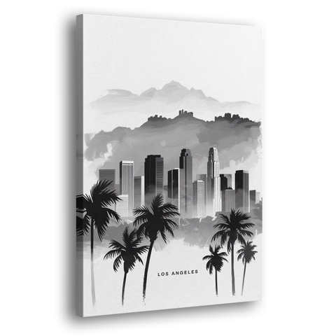 Los Angeles Black and White Cityscape - Canvas Wall Art