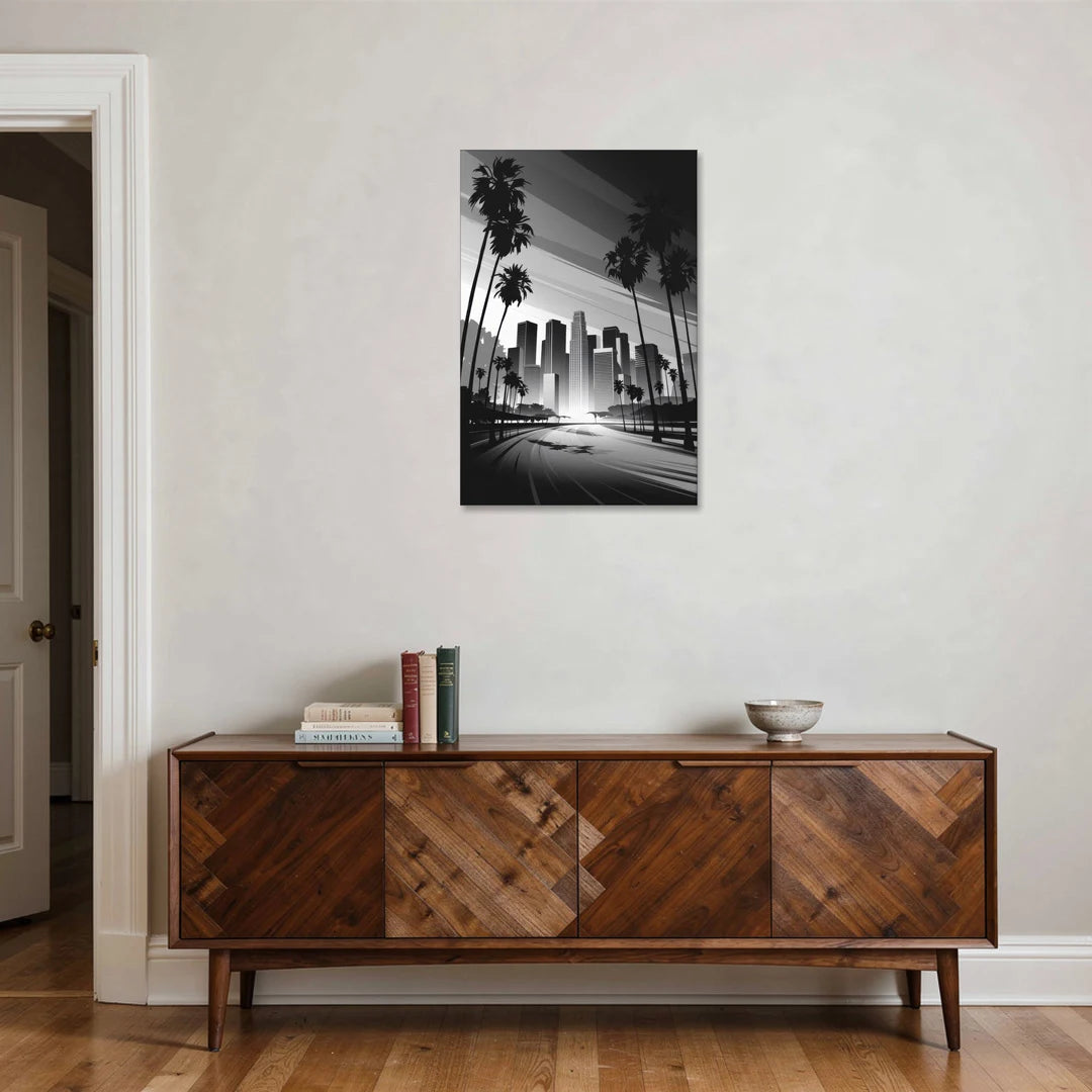 Los Angeles Black and White Cityscape Monochrome - Canvas Wall Art - Coffee Table - 24x36