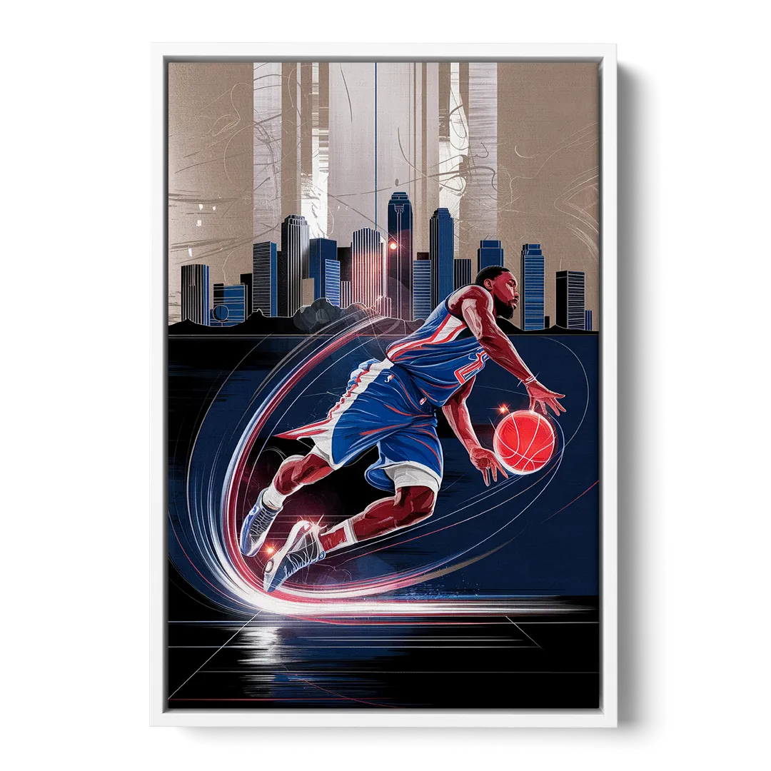 Los Angeles Clippers Basketball Front - White Canvas Wall Art