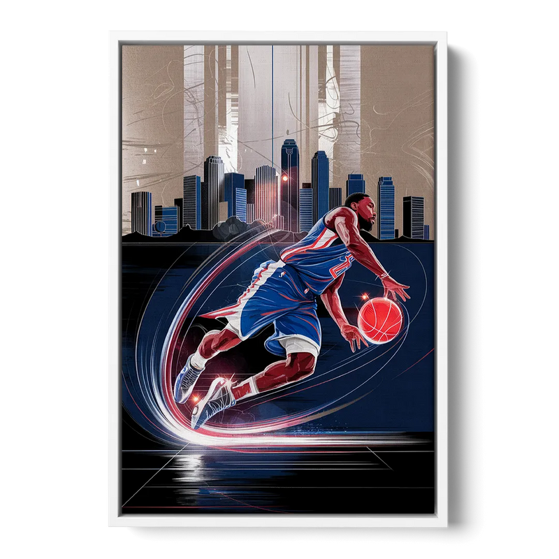 Los Angeles Clippers Basketball Front - White Canvas Wall Art