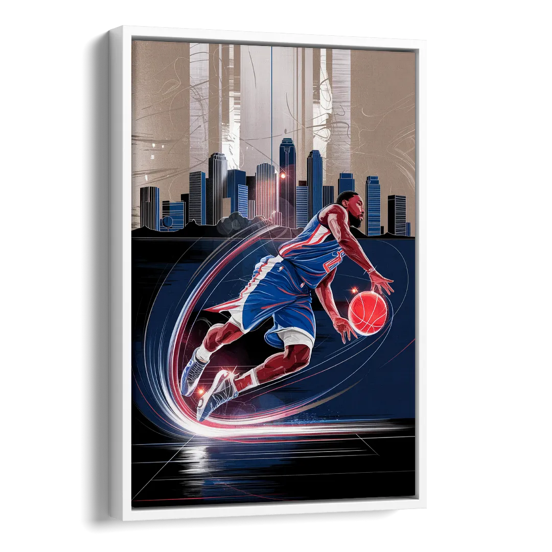 Los Angeles Clippers Basketball Side - White Canvas Wall Art