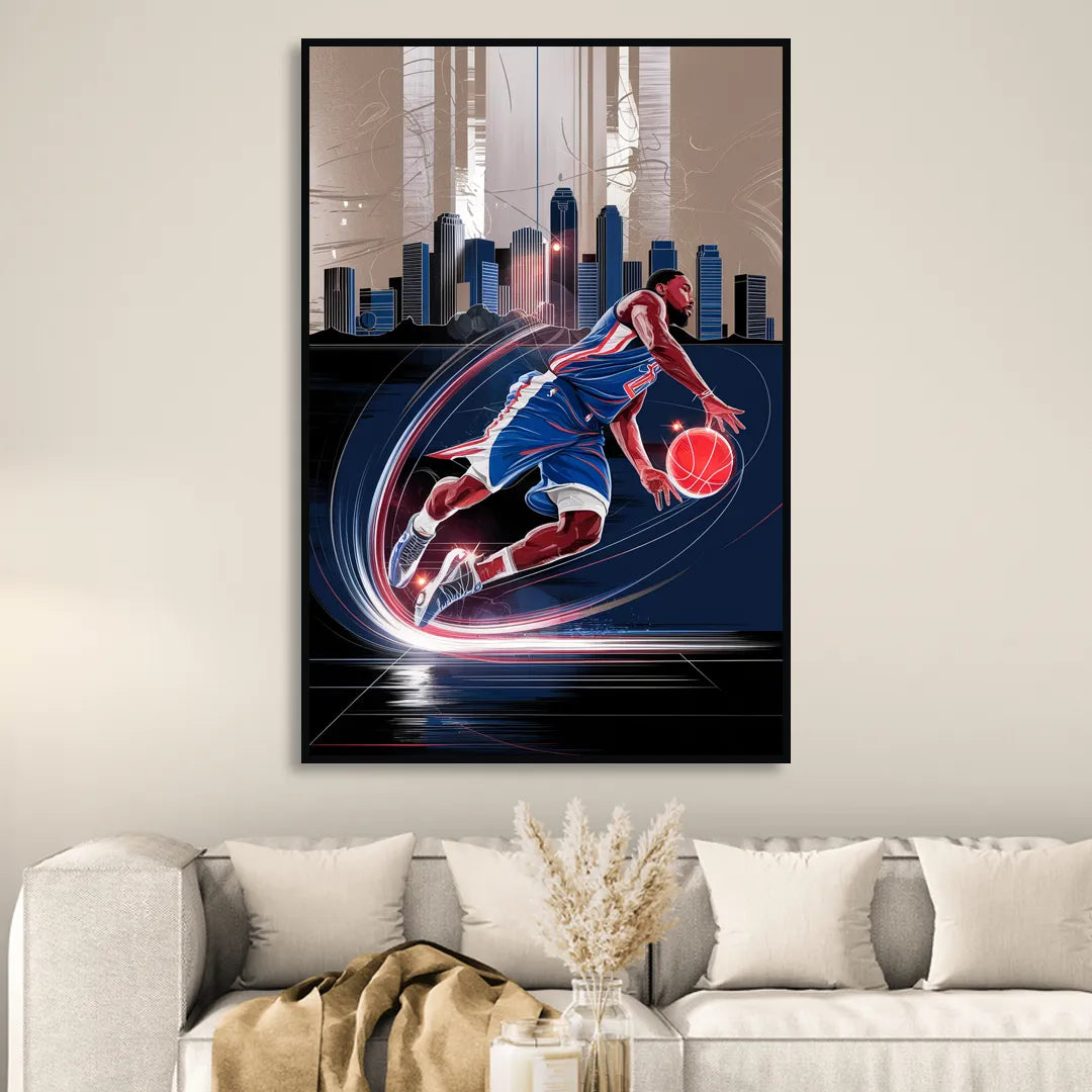 Los Angeles Clippers Basketball Sitting Room - Black Canvas Wall Art