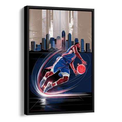 Los Angeles Clippers Basketball Side - Black Canvas Wall Art