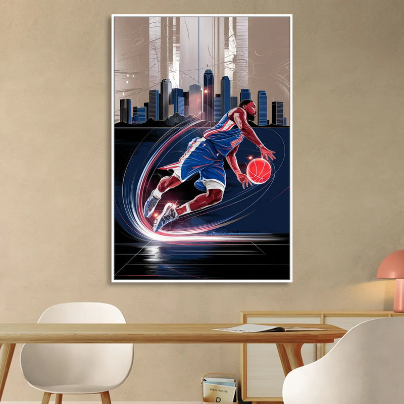 Los Angeles Clippers Basketball Living Room - White Canvas Wall Art