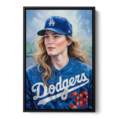 Los Angeles Dodgers Double Play - Black Framed Canvas Wall Art - Front