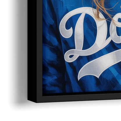 Los Angeles Dodgers Double Play - Close-Up Black Frame Canvas