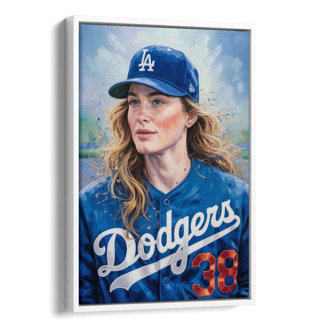 Los Angeles Dodgers Double Play Side - White Canvas Wall Art