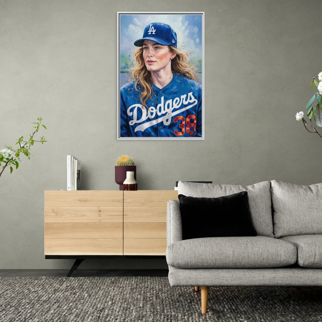 Los Angeles Dodgers Double Play - Living Room White Frame Canvas