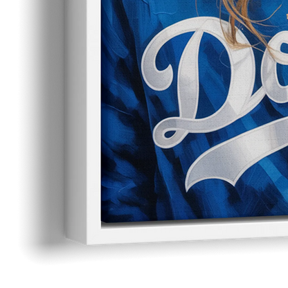 Los Angeles Dodgers Double Play - Close-Up White Frame Canvas