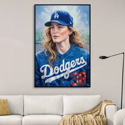 Los Angeles Dodgers Double Play Living Room - Black Canvas Wall Art