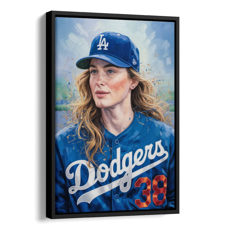 Los Angeles Dodgers Double Play Side - Black Canvas Wall Art