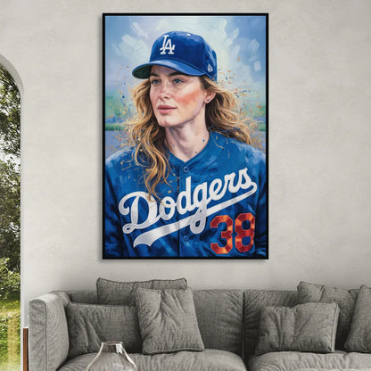 Los Angeles Dodgers Double Play Sitting Room - Black Canvas Wall Art