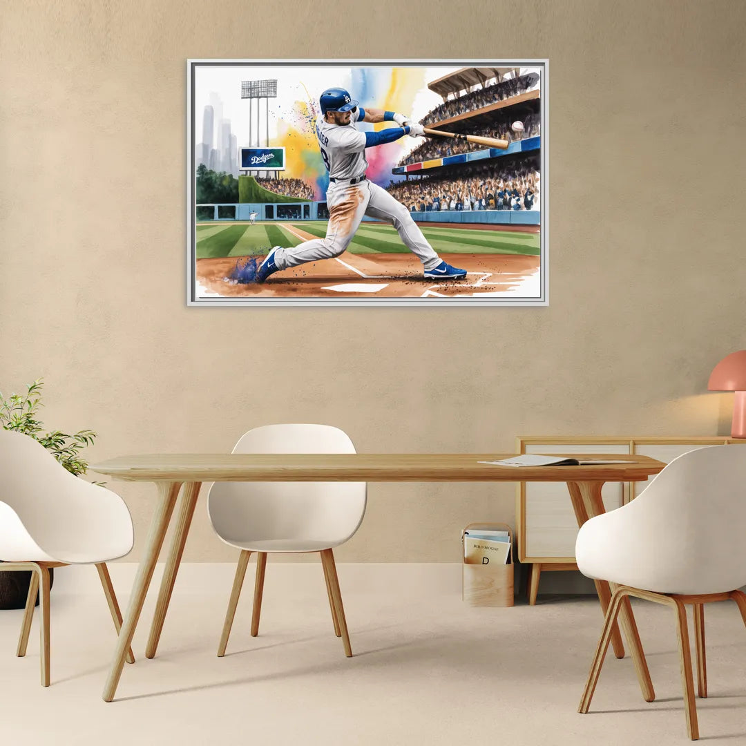Los Angeles Dodgers Grand Slam - Living Room White Frame Canvas