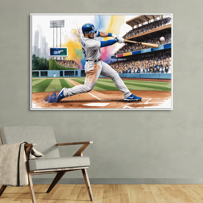 Los Angeles Dodgers Grand Slam Living Room - White Canvas Wall Art